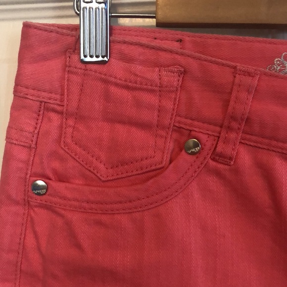 EXPRESS Pink Denim Mini Skirt Size 4 - Picture 2 of 10